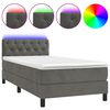 vidaXL Box spring postel s matrac&iacute; a LED tmavě &scaron;ed&aacute; 80 x 200 cm samet
