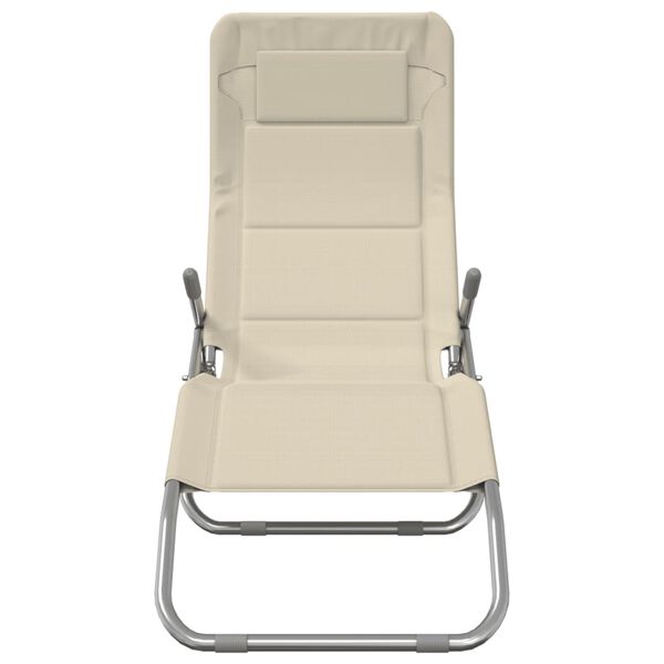 vidaXL Skl&aacute;dac&iacute; leh&aacute;tka 2 ks kr&eacute;mov&aacute; textilen a pr&aacute;&scaron;kovan&aacute; ocel