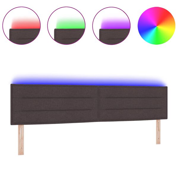 vidaXL LED hlavov&aacute; deska s čelo Tmavě hněd&aacute; 200 cm Polyester
