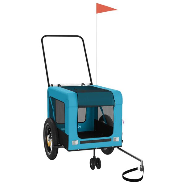 vidaXL Voz&iacute;k za kolo pro psa modr&yacute; a čern&yacute; oxfordsk&aacute; tkanina a železo