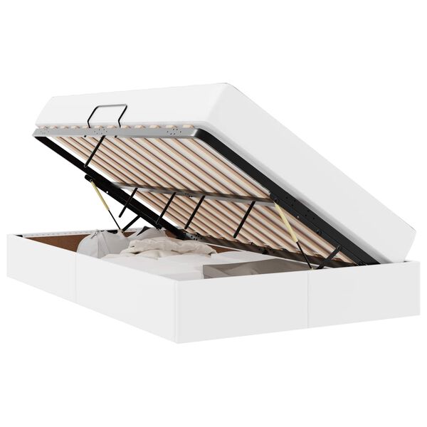 vidaXL Postel s &uacute;ložn&yacute;m prostorem a matrac&iacute; s matrac&iacute; 2 pcs B&iacute;l&aacute; Kůže