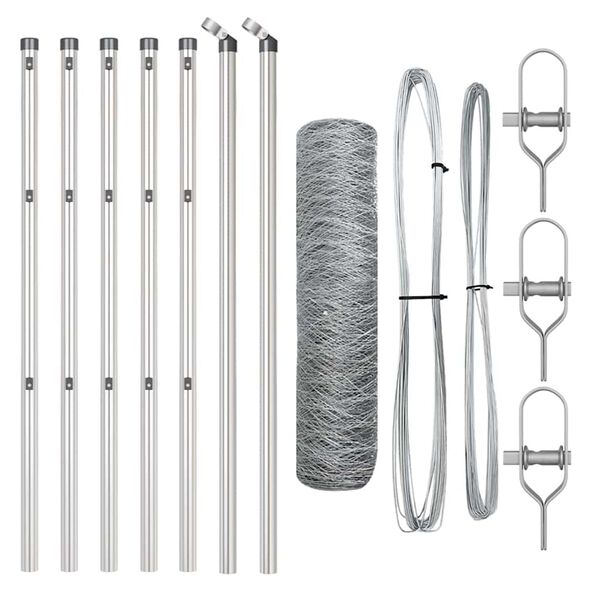 vidaXL Plotov&yacute; sloupek. Stř&iacute;brn&aacute; 10 x 0,4 m (50 mm s&iacute;ťovina) Ocel