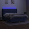 vidaXL Box spring postel s matrac&iacute; a LED modr&aacute; 180x200 cm textil