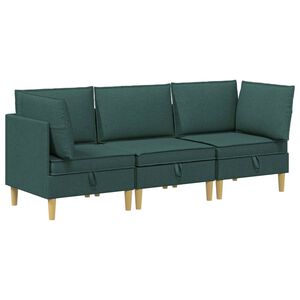 vidaXL Modul&aacute;rn&iacute; pohovka se storage 3 pcs Tmavě zelen&aacute; Textil