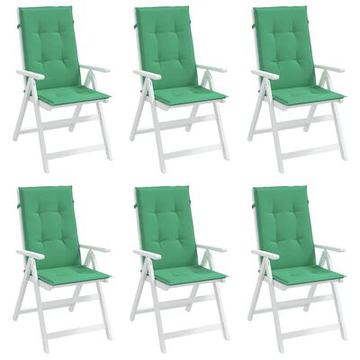 vidaXL Podušky na židli vysoké opěradlo 6 ks zelené 120x50x3 cm textil