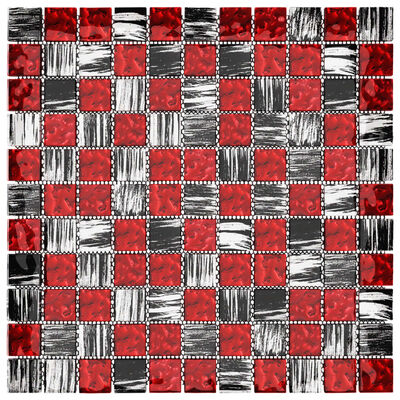 vidaXL Mozaikové dlaždice 11 ks červeno-černé 30 x 30 cm sklo