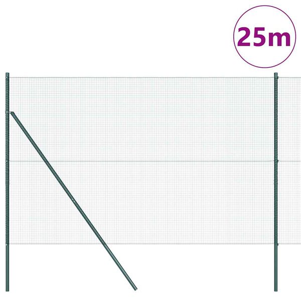 vidaXL Plotový sloupek. Zelená 25 x 1,6 m (16 x 16 mm síť) Ocel a PVC