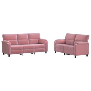 vidaXL Set pohovek 2 pcs Růžov&aacute; Samet