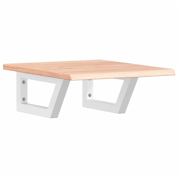 vidaXL Deska pod umyvadlo n&aacute;stěnn&aacute; ocel a masivn&iacute; dubov&eacute; dřevo