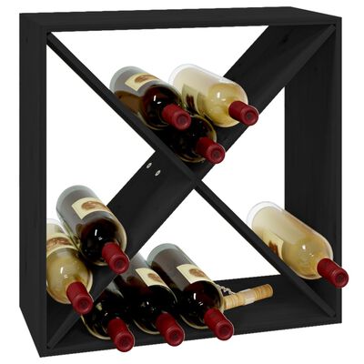 vidaXL Skříňka na víno černá 62 x 25 x 62 cm masivní borovice