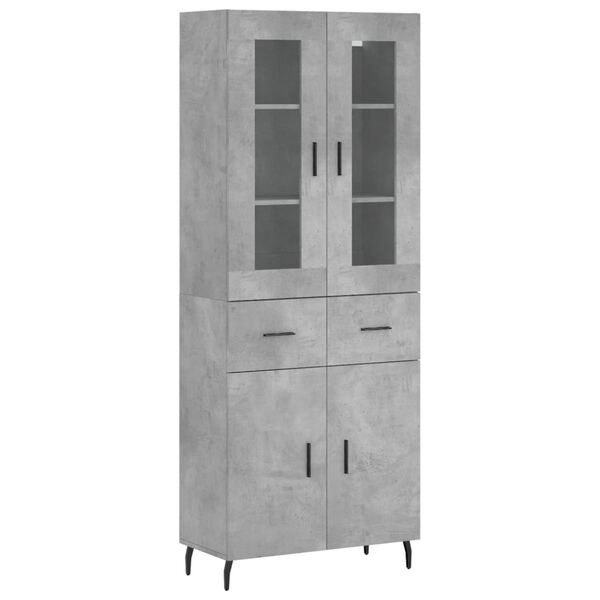 vidaXL Skř&iacute;ň highboard betonově &scaron;ed&aacute; 69,5x34x180 cm kompozitn&iacute; dřevo