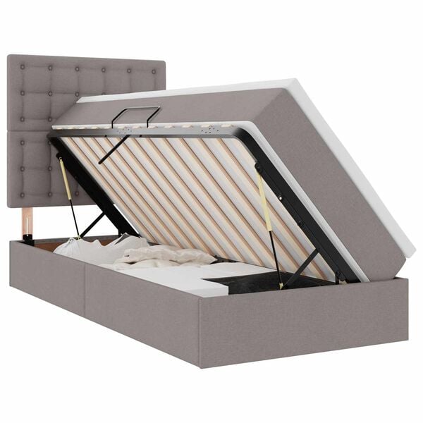 vidaXL Postel s &uacute;ložn&yacute;m prostorem a matrac&iacute; s čelo Taupe 100 x 200 cm