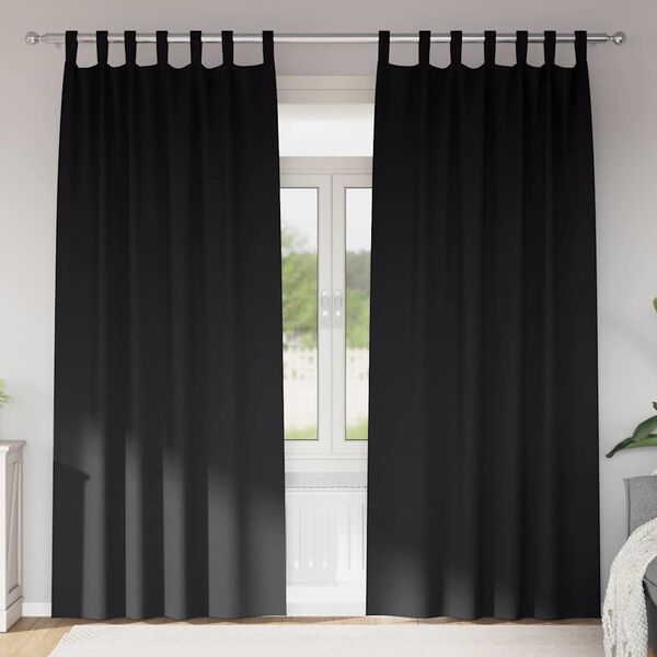 vidaXL Z&aacute;věsy na zatemněn&iacute; s kroužky 2 pcs Čern&aacute; 260 x 140 cm