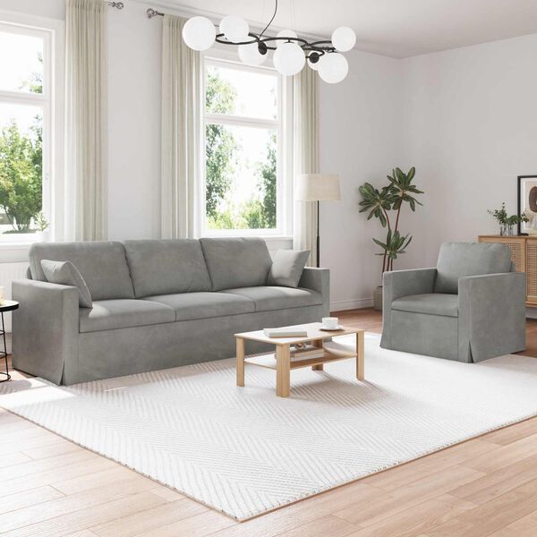 vidaXL Pohovka 2 pcs Světle &scaron;ed&aacute; 228 x 78 x 80 cm samet