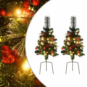 vidaXL Uměl&eacute; v&aacute;nočn&iacute; stromky s LED osvětlen&iacute;m k cestě 2 ks 76 cm PVC