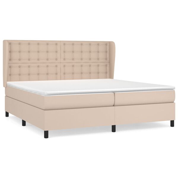 vidaXL Box spring postel s matrac&iacute; cappuccino 200 x 200 cm uměl&aacute; kůže