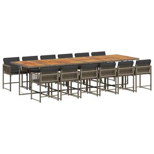 vidaXL 13d&iacute;ln&yacute; zahradn&iacute; j&iacute;deln&iacute; set s podu&scaron;kami &scaron;ed&yacute; polyratan