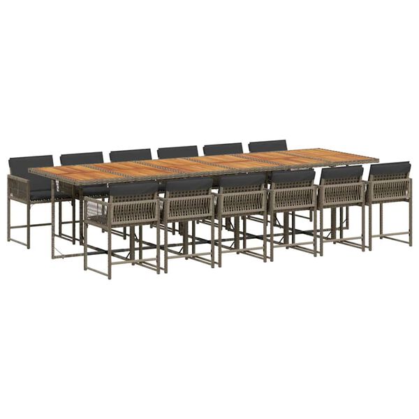 vidaXL 13d&iacute;ln&yacute; zahradn&iacute; j&iacute;deln&iacute; set s podu&scaron;kami &scaron;ed&yacute; polyratan