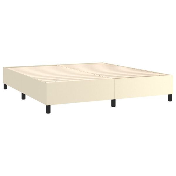 vidaXL Box spring postel s matrac&iacute; kr&eacute;mov&aacute; 180x200 cm uměl&aacute; kůže