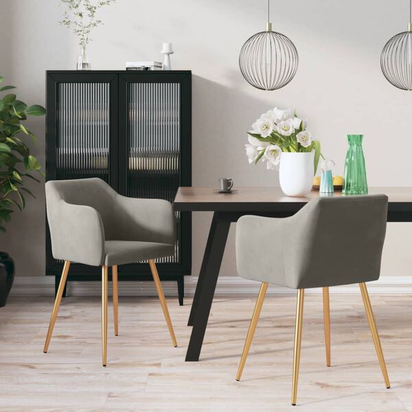 vidaXL J&iacute;deln&iacute; židle 2 ks světle &scaron;ed&eacute; samet