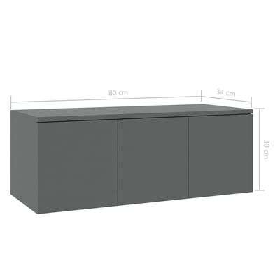 vidaXL TV stolek šedý 80 x 34 x 30 cm dřevotříska