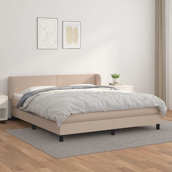 vidaXL Box spring postel s matrac&iacute; cappuccino 180 x 200 cm uměl&aacute; kůže