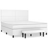vidaXL Box spring postel s matrac&iacute; b&iacute;l&aacute; 160x200 cm uměl&aacute; kůže