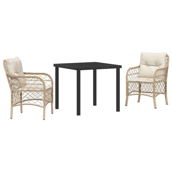 vidaXL Zahradn&iacute; j&iacute;deln&iacute; souprava s pol&scaron;t&aacute;řem 3 pcs B&eacute;žov&aacute; polyratan