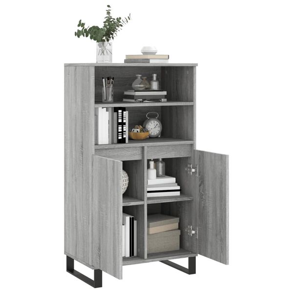 vidaXL Skř&iacute;ň highboard &scaron;ed&aacute; sonoma 60 x 36 x 110 cm kompozitn&iacute; dřevo