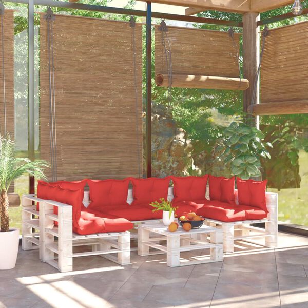 vidaXL 7d&iacute;ln&aacute; zahradn&iacute; sedac&iacute; souprava z palet s podu&scaron;kami borovice