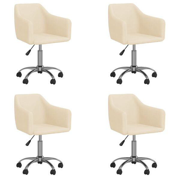 vidaXL Otočné jídelní židle 4 ks krémové textil
