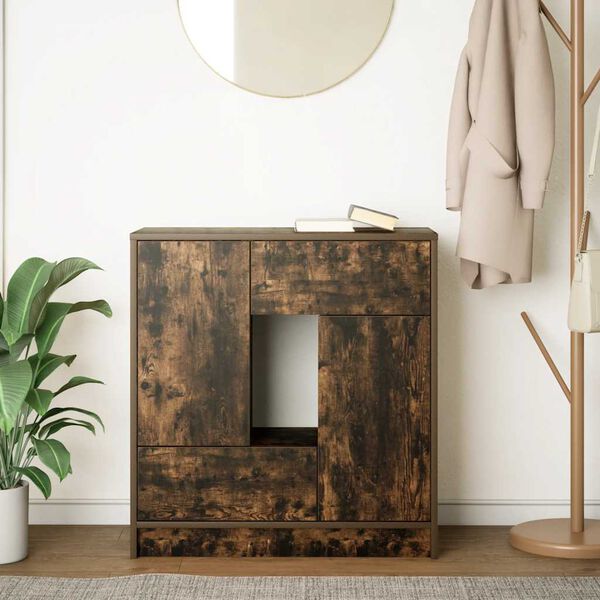 vidaXL Příborník se zásuvkami a dvířky kouřový dub 70,5x34x74,5 cm