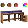 vidaXL Psac&iacute; stůl s LED světly old wood 200x104x91 cm kompozitn&iacute; dřevo