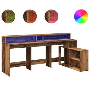 vidaXL Psac&iacute; stůl s LED světly old wood 200x104x91 cm kompozitn&iacute; dřevo
