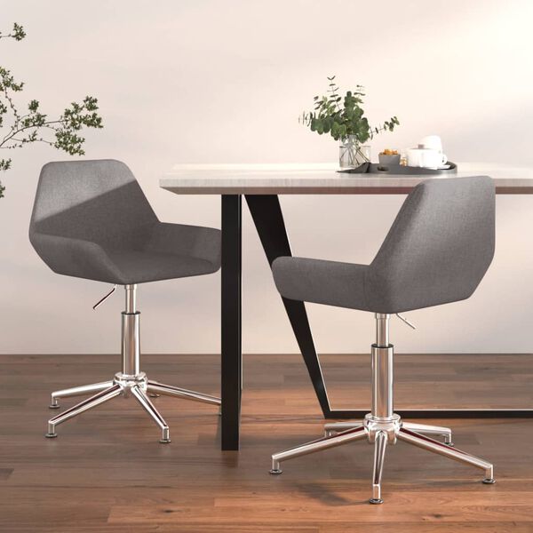 vidaXL Otočn&eacute; j&iacute;deln&iacute; židle 2 ks tmavě &scaron;ed&eacute; textil