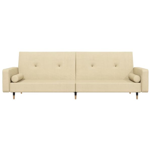 vidaXL 2místná rozkládací pohovka se 2 polštáři krémová samet