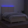 vidaXL Box spring postel s matrac&iacute; a LED kr&eacute;mov&aacute; 140x190 cm textil