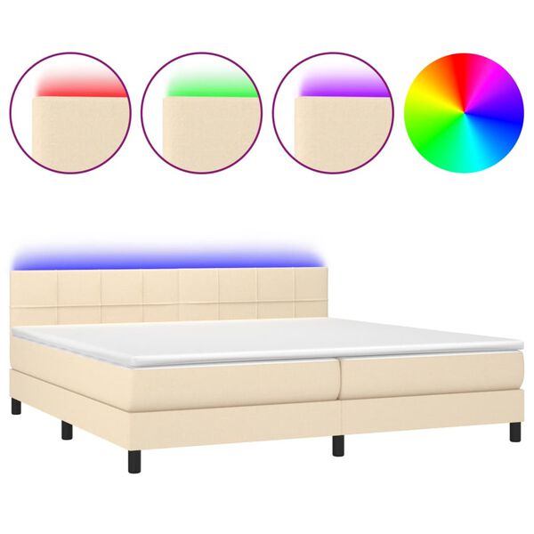 vidaXL Box spring postel s matrac&iacute; a LED kr&eacute;mov&aacute; 200x200 cm textil