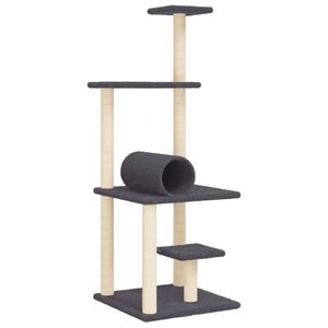 vidaXL &Scaron;krabadlo pro kočky se sisalov&yacute;mi sloupky tmavě &scaron;ed&eacute; 136 cm