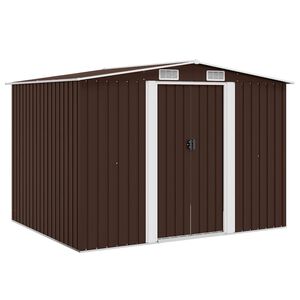 vidaXL Zahradn&iacute; domek na n&aacute;řad&iacute; hněd&yacute; 257 x 205 x 178 cm ocel
