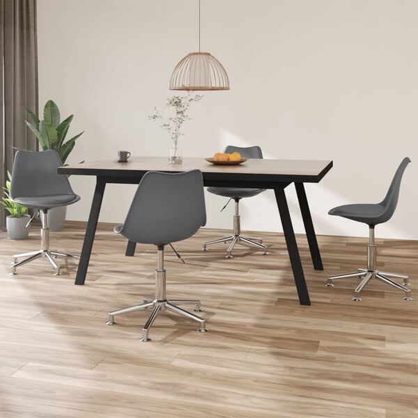 vidaXL Otočn&eacute; j&iacute;deln&iacute; židle 4 ks &scaron;ed&eacute; uměl&aacute; kůže