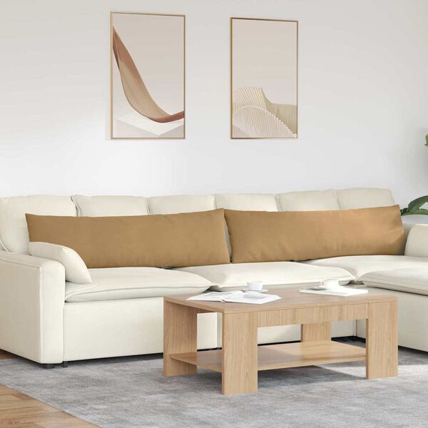vidaXL Pohovkov&eacute; pol&scaron;t&aacute;ře 2 pcs Hněd&aacute; 145 x 40 cm Žebrovan&aacute; l&aacute;tka