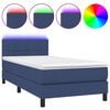 vidaXL Box spring postel s matrac&iacute; a LED modr&aacute; 90x190 cm textil