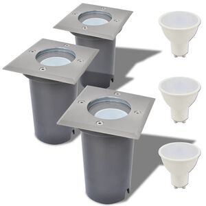 vidaXL Venkovn&iacute; zemn&iacute; LED sv&iacute;tidla 3 ks čtvercov&aacute;