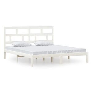 vidaXL R&aacute;m postele b&iacute;l&yacute; 180 x 200 cm Super King masivn&iacute; dřevo