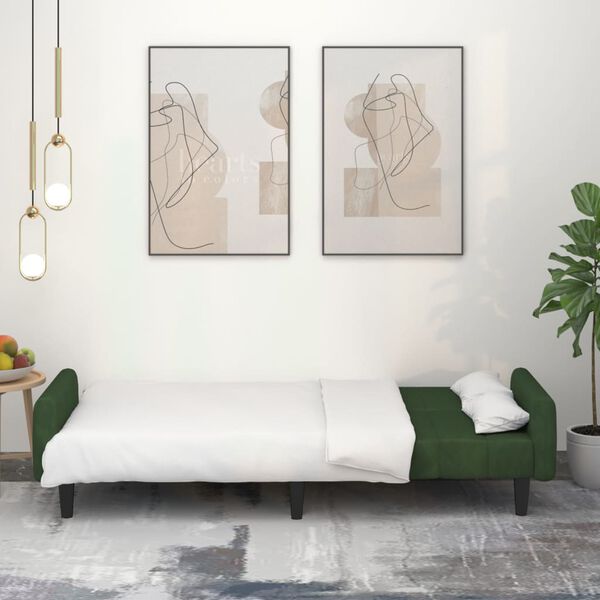 vidaXL 2m&iacute;stn&aacute; rozkl&aacute;dac&iacute; pohovka tmavě zelen&aacute; samet