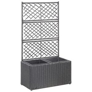 vidaXL Vyv&yacute;&scaron;en&yacute; z&aacute;hon s trel&aacute;ž&iacute; 2 květn&iacute;ky 30x30x107cm polyratan čern&yacute;
