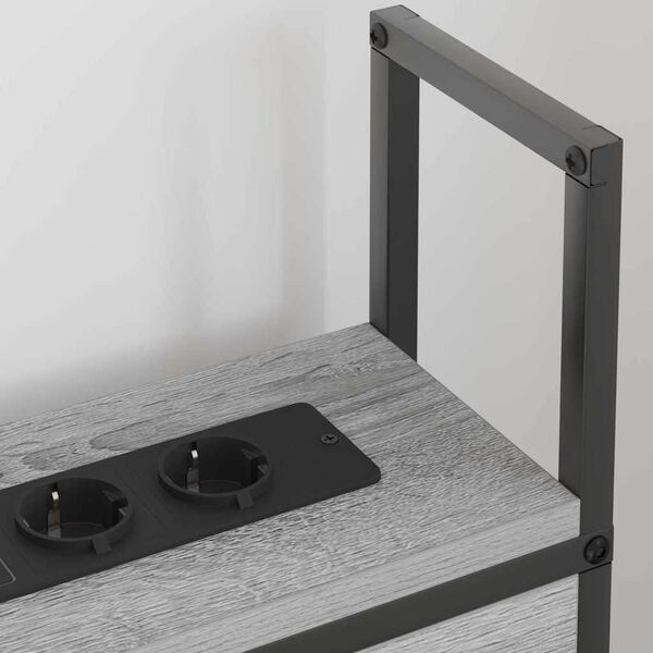 vidaXL &Uacute;ložn&aacute; hlavov&aacute; deska s nab&iacute;jec&iacute; stanic&iacute; s polic&iacute; &Scaron;ed&aacute; sonoma