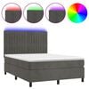 vidaXL Box spring postel s matrac&iacute; a LED tmavě &scaron;ed&aacute; 140x200 cm samet