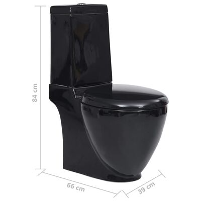vidaXL Keramické WC kombi kulaté spodní odpad černé